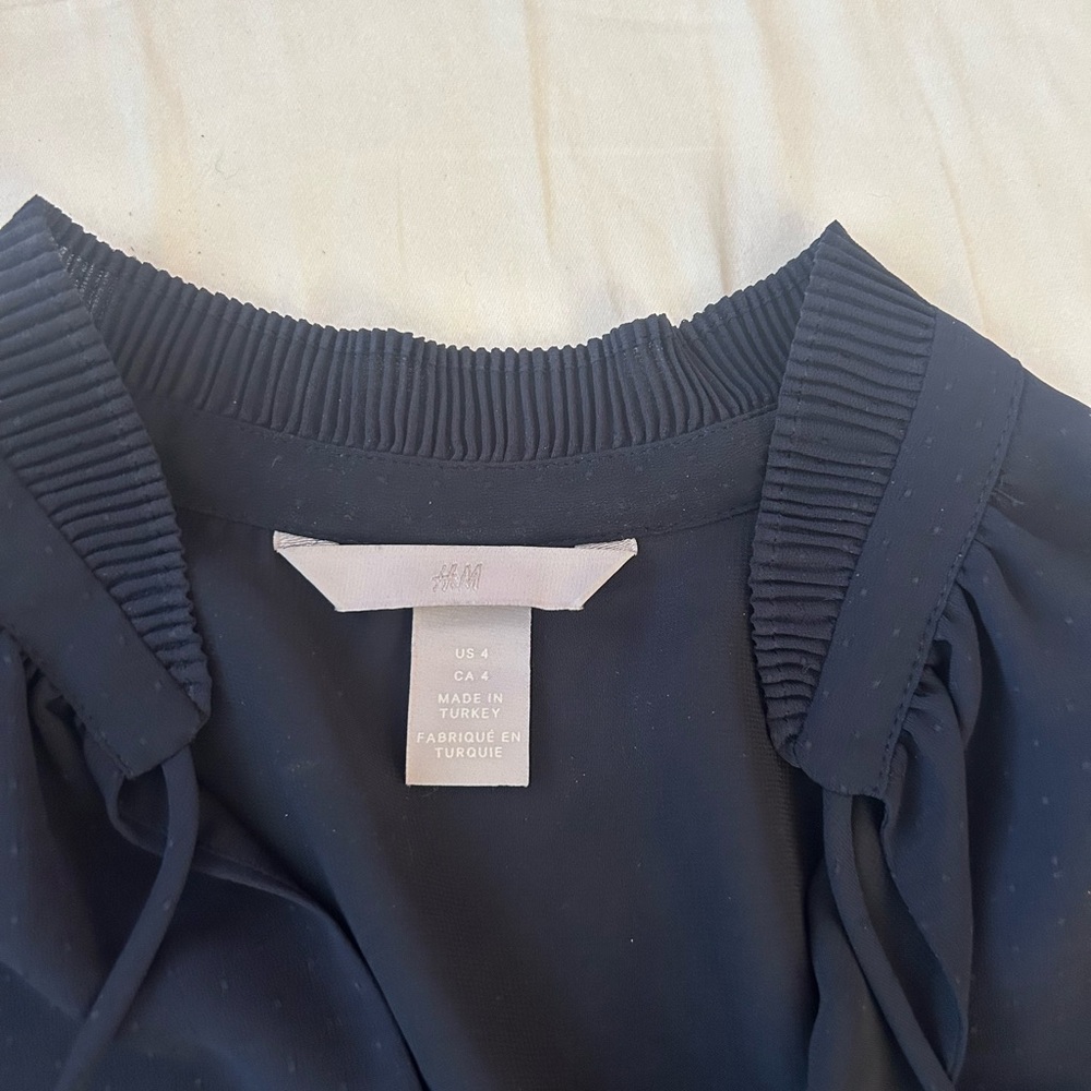 H&M Dark Blue Pleated Blouse